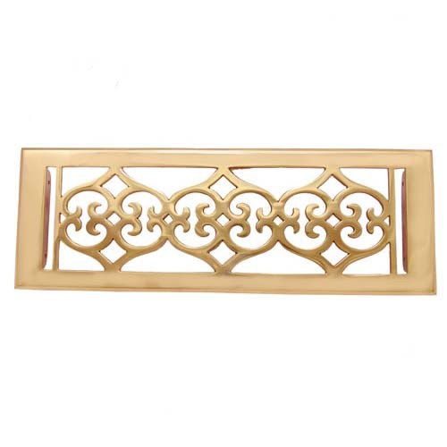 "Flower" Brass Wall Register with Louver - 4" x 12" (5-1/2" x 13-1/2" Overall)